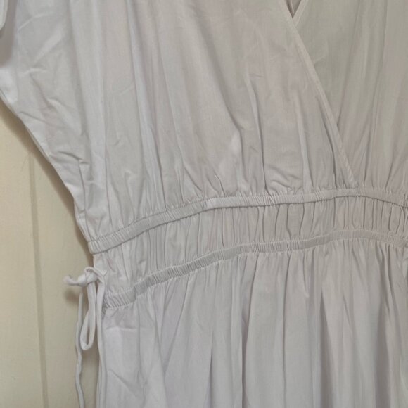 NWT ZARA White Cotton Midi Dress with Tie-Back M - Picture 6 of 15